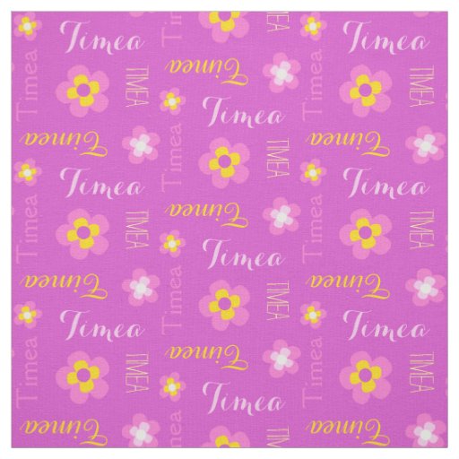 Flower personalized name pink typographic fabric