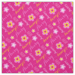 Flower personalized name pink typographic fabric