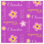 Flower personalized name purple typographic fabric
