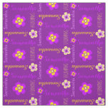 Flower personalized name text purple fabric