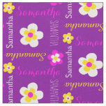 Flower personalized name text purple pink fabric