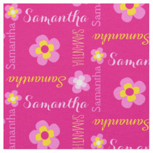 Flower personalized name typographic fabric
