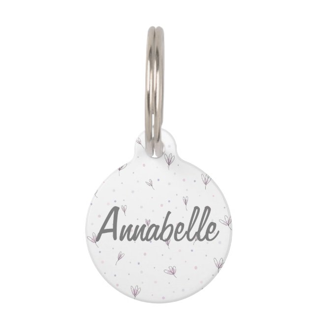 Flower Pet ID Tag Personalized Name (Front)