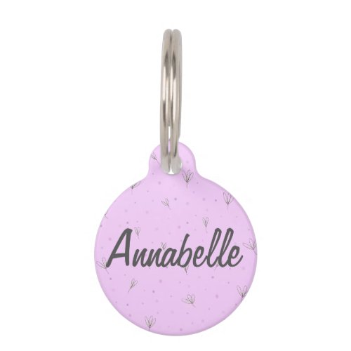 Flower Pet ID Tag Personalized Name Violet