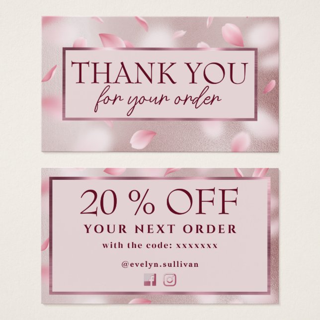 Flower Petals Faux Foil Discount Card (Front & Back)