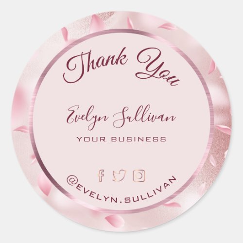 Flower Petals Faux Foil Elegant Classic Round Sticker