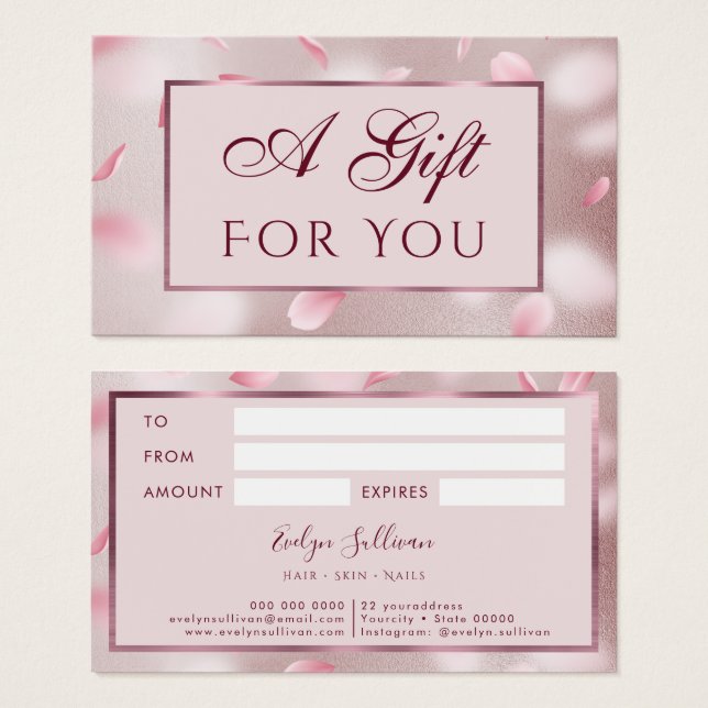 Flower Petals Faux Foil Gift Card (Front & Back)