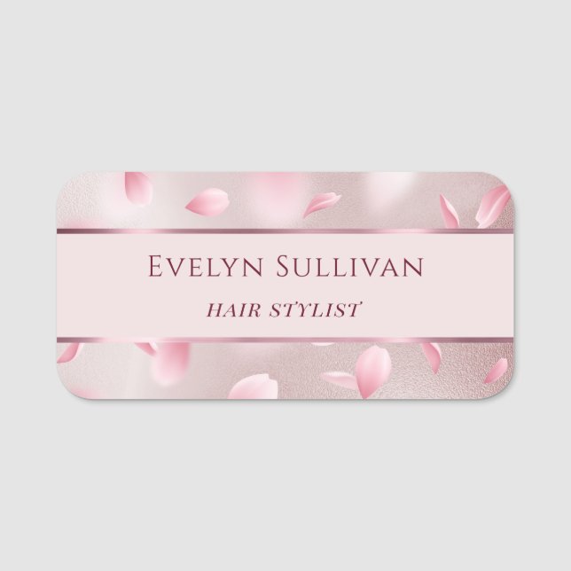 Flower Petals Faux Foil Name Tag (Front)