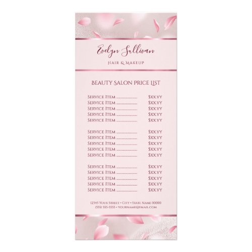 Flower Petals Faux Foil Price List Rack Card