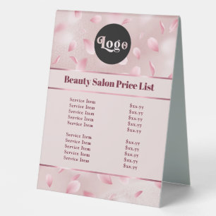 Flower Petals Faux Foil Price List Table Tent