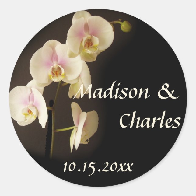 Flower phalaenopsis orchid wedding favor label (Front)
