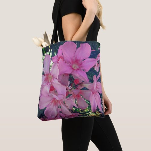 Flower Photo Bright Pink Oleander Blooms Floral Tote Bag