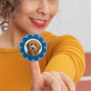 Flower Photo frame Pet Dog Cat Customizable Colors Classic Round Sticker