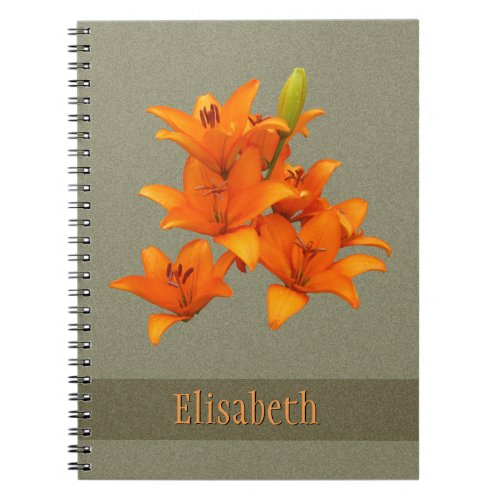 Flower Photo Orange Garden Lilies any Name Notebook