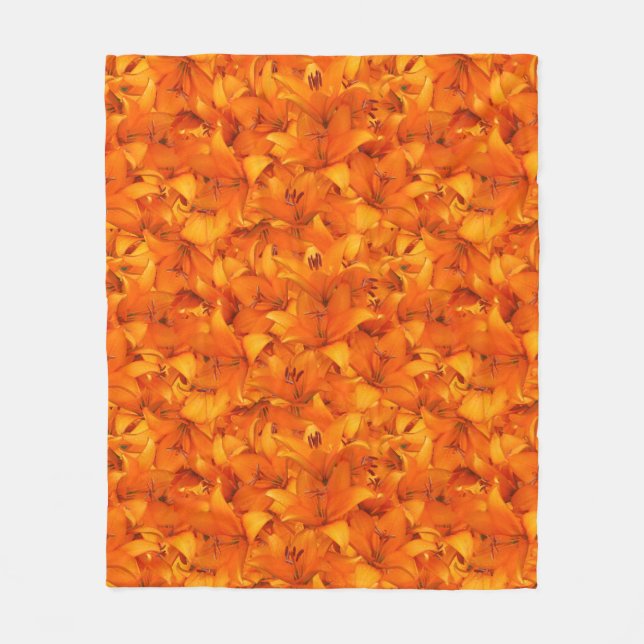 Flower Photo Orange Garden Lilies Fleece Blanket (Front)