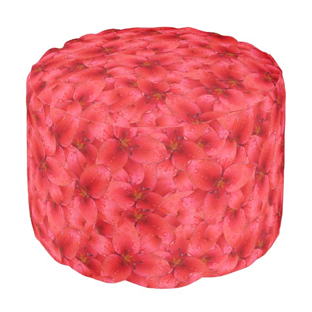 Flower Photo Red Garden Lilies Pouf (Angled Front)