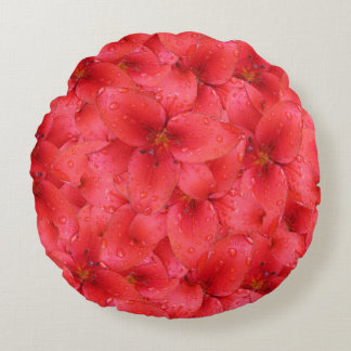 Flower Photo Red Garden Lilies Round Pillow