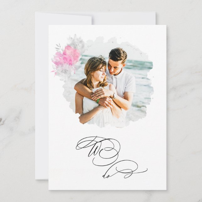 *~* Flower PHOTO RSVP + QR  AR6 WE DO Wedding Invi Invitation (Front)