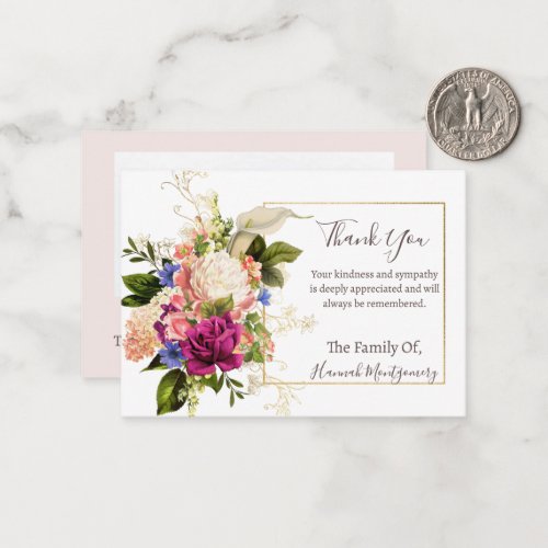 Flower Photo Sympathy Funeral Card