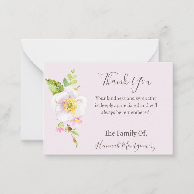 Flower Photo Sympathy Funeral Card (Front)