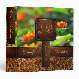 Flower Photo Wedding Leather Look #2 3 Ring Binder