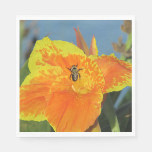 Flower Photo with Bee Canna Lily Garden Party Napkins