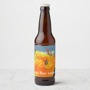 Flower Photo with Bee Orange Yellow Canna Lily Beer Bottle Label