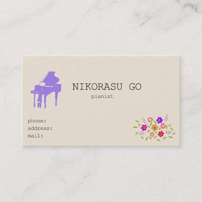Flower pianist business card (Front)