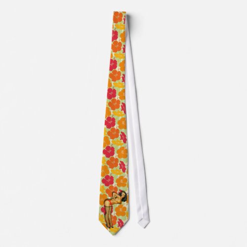 flower pin_up girl tie