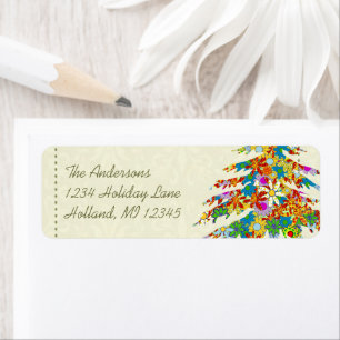 Flower Pine Tree Return Address Label