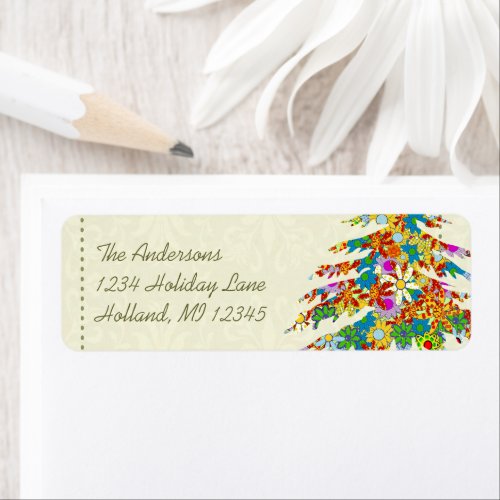 Flower Pine Tree  Return Address Label