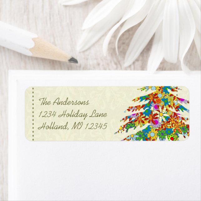 Flower Pine Tree  Return Address Label (Insitu)