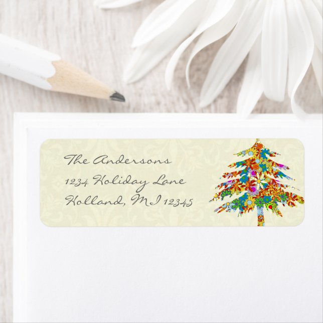 Flower Pine Tree  Return Address Label (Insitu)
