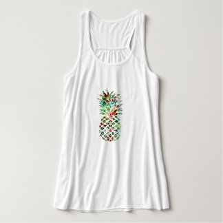 Flower Pineapple Tropical Print Tank Top