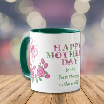 Flower Pink Butterfly Best Mommy Mug by SandCreekVentures at Zazzle