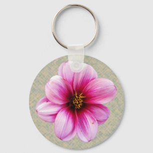 Flower Pink Dahlia Photo Keychain