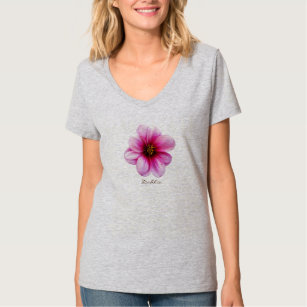 Flower Pink Dahlia with Text all Colors T-Shirt