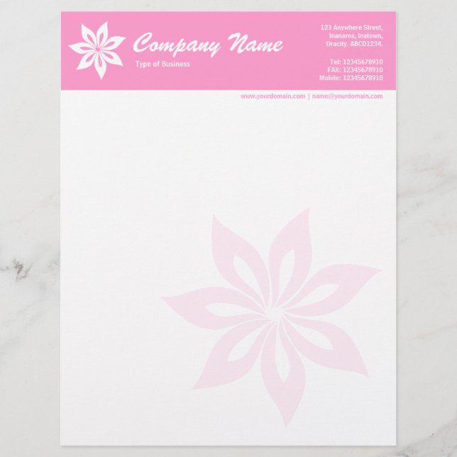 Flower - Pink Letterhead (Front)