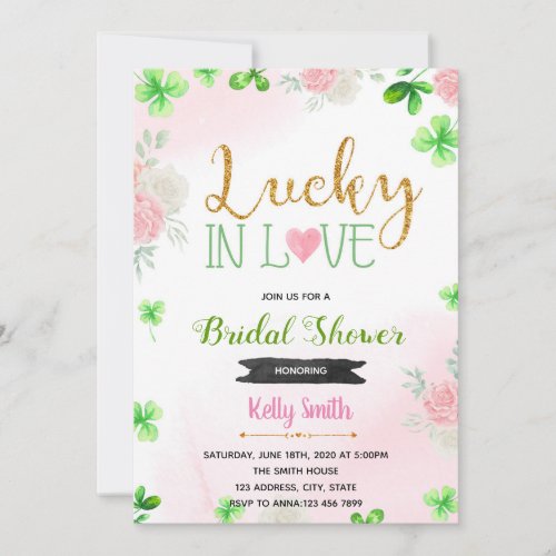 Flower pink lucky in love invitation