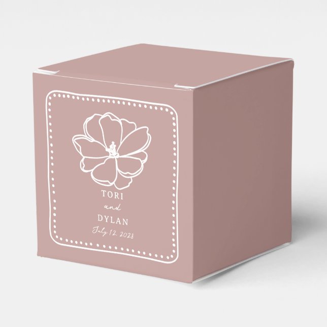 Flower Pink Wedding Favor Boxes (Front Side)