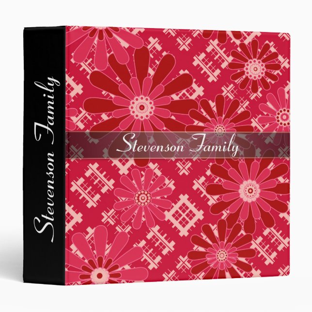 Flower plaid , floral , plaid , red , red , rustic 3 ring binder (Front/Spine)