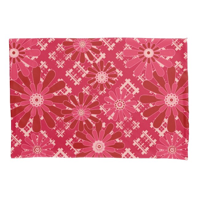 Flower plaid , floral , plaid , red , red , rustic pillow case (Front)