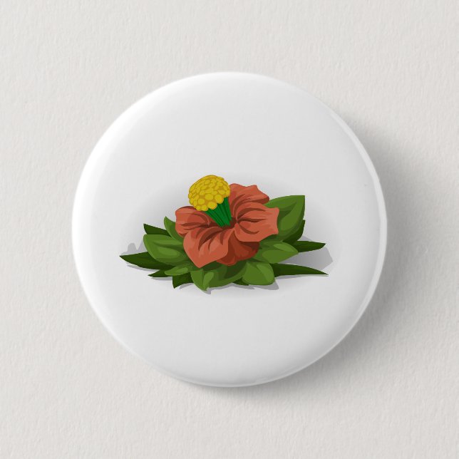 Flower Plant Green Red Yellow Nature Spring Button (Front)