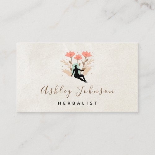 Flower Plants  Cosmic Girl Herbalist Modern Cool Business Card