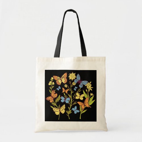 Flower plants gardening butterflies  tote bag