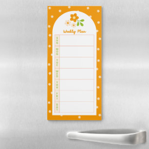Flower Polka Dots Sunday Weekly Planner Magnetic Notepad
