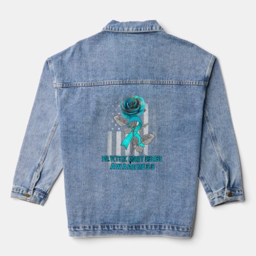 Flower Polycystic Kidney Disease Ribbon   Denim Jacket