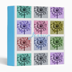 Flower Pop Art Pattern Personalised 3 Ring Binder