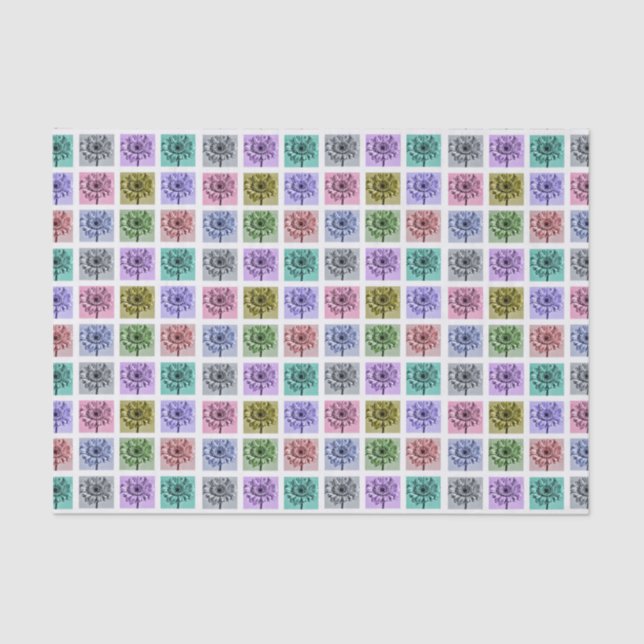 Flower Pop Art Squares Tissue Paper (Front)