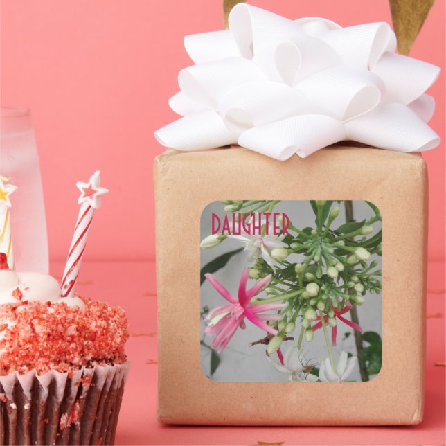FLOWER POST CARD FOR DAUGHTERS DAY SQUARE STICKER (Party)